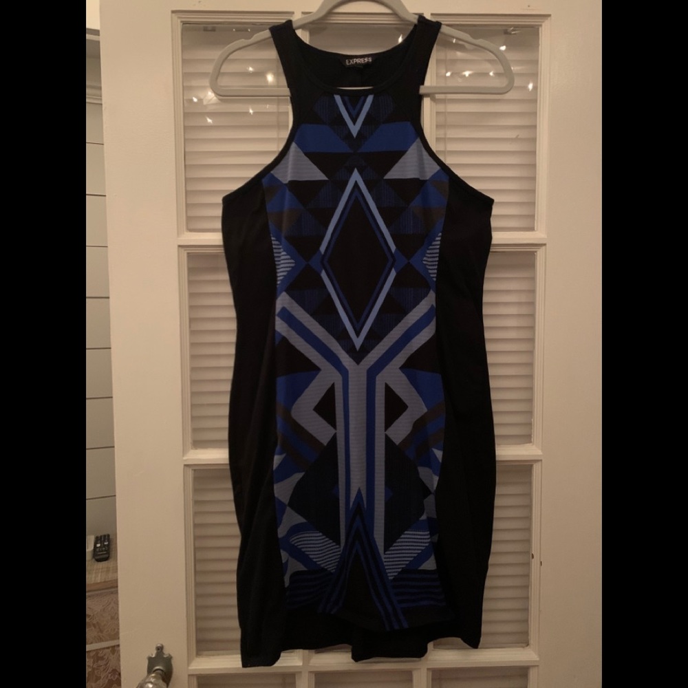 Blue and black dress